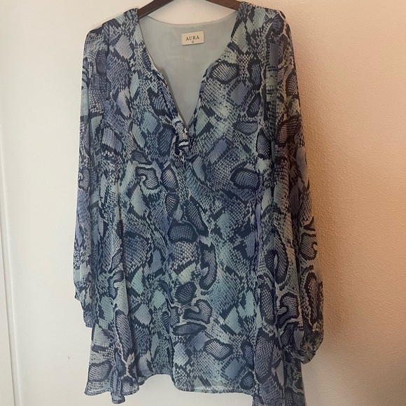 Aura Snakeskin Dress Size Large - Picture 2 of 7